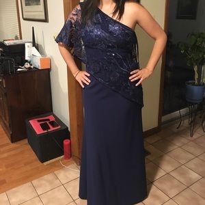 Tahari One-Shoulder Gown